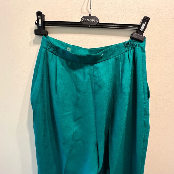 Vintage emerald green flowy trousers - Picture 6 of 6